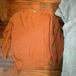 Free‎ people movement Cozy Orange Knit Sweater xs oversized